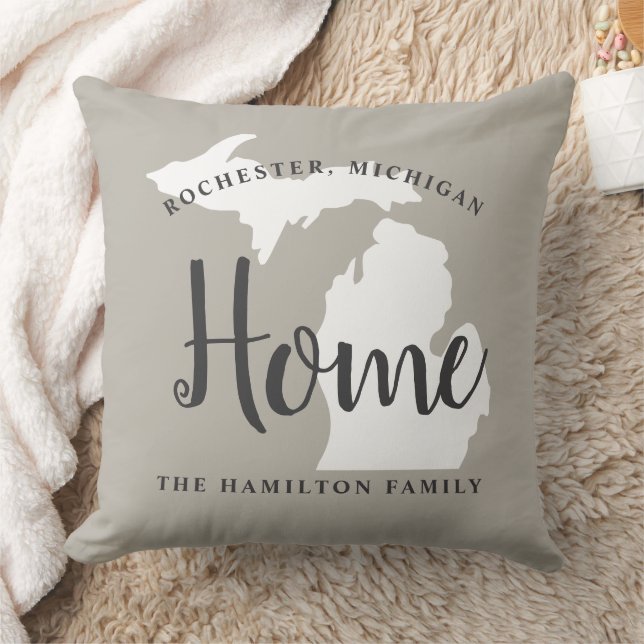Michigan Home Gray Custom City Heart Kussen (Deken)
