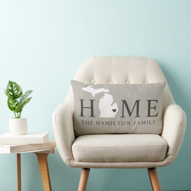 Michigan Home Gray Familie Monogram Kussen (Stoel)