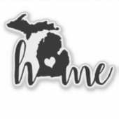 Michigan Home Heart Black Sticker (Voorkant)