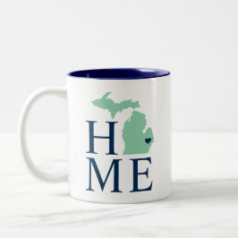 Michigan Home Mint en Navy Blue Aangepaste Stad Ha Tweekleurige Koffiemok