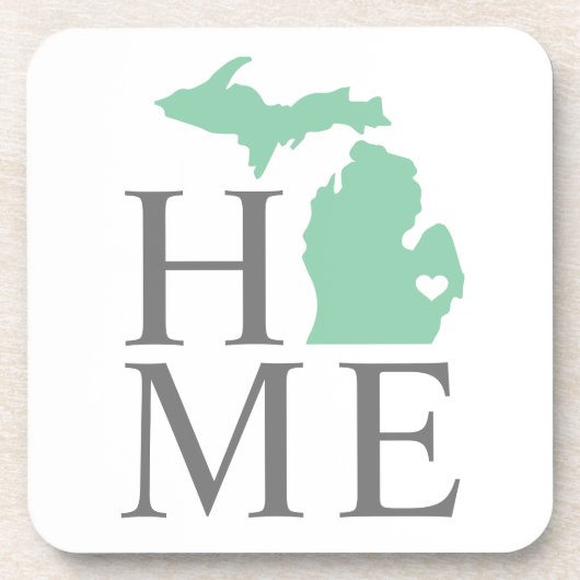 Michigan Home Mint Green Custom City Heart Bier Onderzetter (Voorkant)