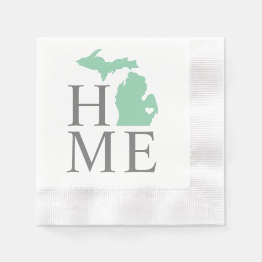 Michigan Home Mint Green Custom City Heart Servet (Voorkant)