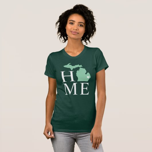Michigan Home Mint Green Custom City Heart T-shirt (Voorkant volledig)