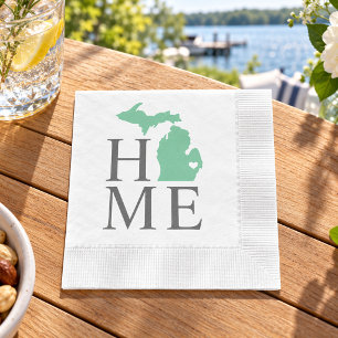 Michigan Home Mint Groen Aangepaste Stad Hart Servet