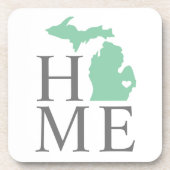 Michigan Home Mintgroen Aangepaste Stad Hart Bier Onderzetter (Voorkant)