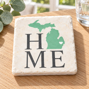 Michigan Home Mintgroene Aangepaste Stad Hart Stenen Onderzetter