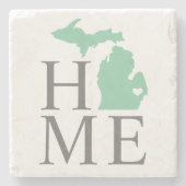Michigan Home Mintgroene Aangepaste Stad Hart Stenen Onderzetter (Voorkant)