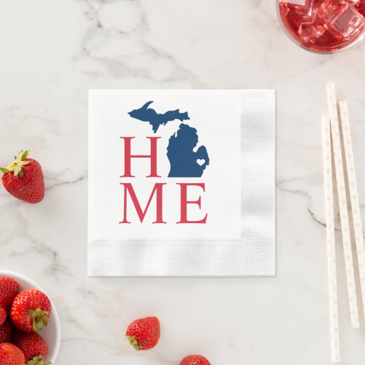 Michigan Home Red White Blue Custom City Heart Servet (Insitu)