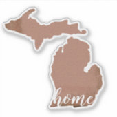 Michigan Home Script Typography Copper State Sticker (Voorkant)