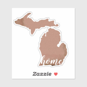 Michigan Home Script Typography Copper State Sticker