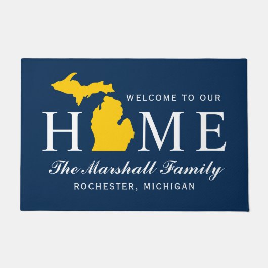 Michigan Home State Blue Maize Custom Welkom Deurmat (Voorkant)