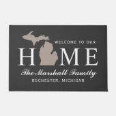 Michigan Home State Charcoal Gray Custom Welkom Deurmat (Voorkant)