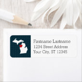 Michigan Home State City Map - Aangepast hart Etiket (Insitu)