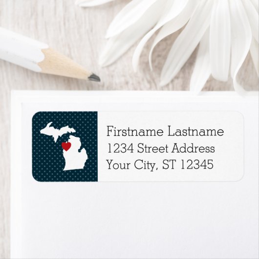 Michigan Home State City Map - Aangepast hart Etiket (Insitu)