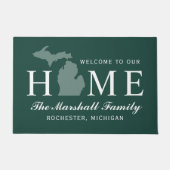 Michigan Home State Green White Welkom Deurmat (Voorkant)