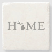 Michigan Home State Map Geschikt voor Letter Word  Stenen Onderzetter (Voorkant)