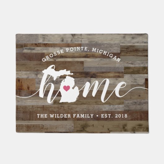 Michigan Home State Personalized Wood Kijk uit Deurmat (Voorkant)