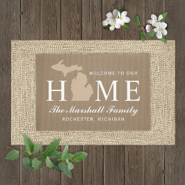 Michigan Home State Tan Custom Welkom Deurmat