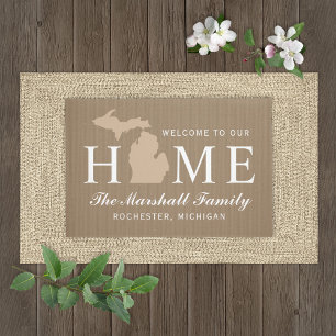 Michigan Home State Tan Custom Welkom Deurmat