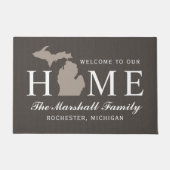 Michigan Home State Taupe Grey Custom Welkom Deurmat (Voorkant)