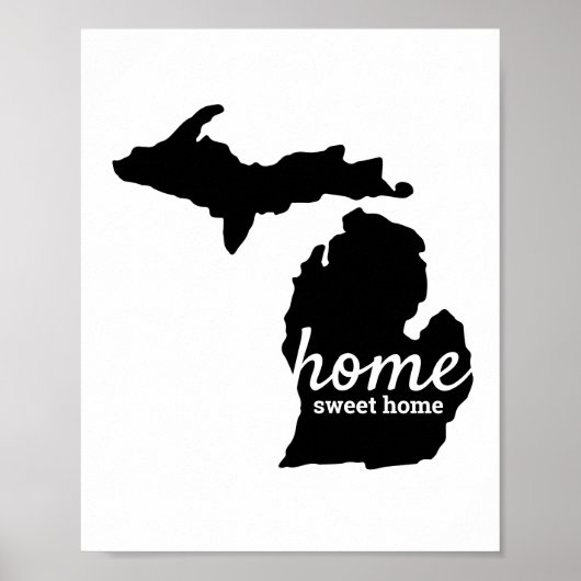 Michigan Home Sweet Home Black Silhouette Poster (Voorkant)