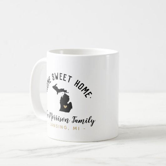 Michigan Home Sweet Home Familie Monogram Mok (Voorkant links)