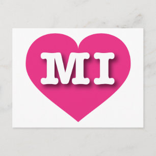 MIchigan Hot Pink Heart - Ik hou van MI Briefkaart