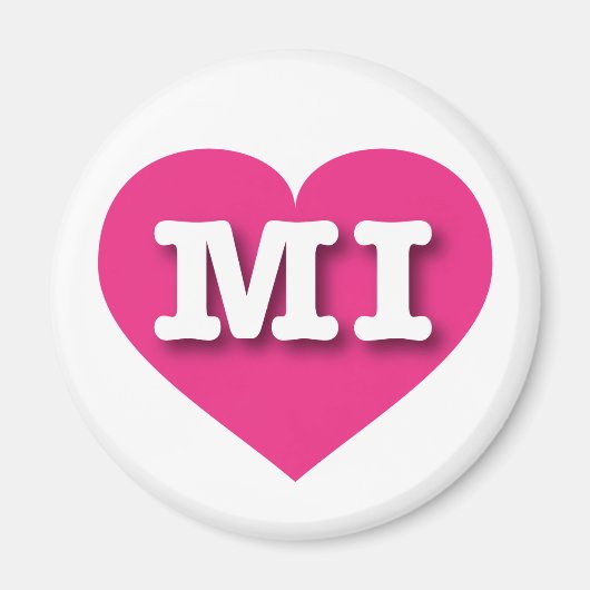 MIchigan Hot Pink Heart - Ik hou van MI Magneet (Voorkant)