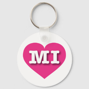 MIchigan Hot Pink Heart - Ik hou van MI Sleutelhanger
