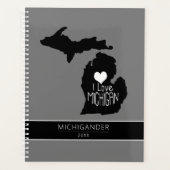 Michigan I Love Black Grey Silhouette Planner (Voorkant)