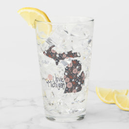 Michigan I Love Floral Filler Silhouette Glas