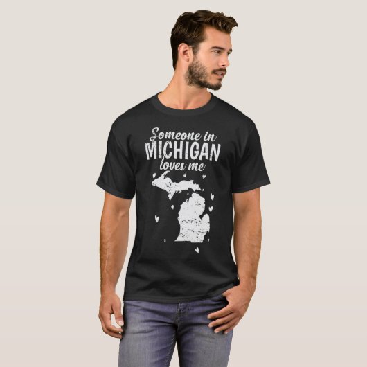 Michigan Iemand in Michigan houdt van me USA T-shirt (Voorkant volledig)