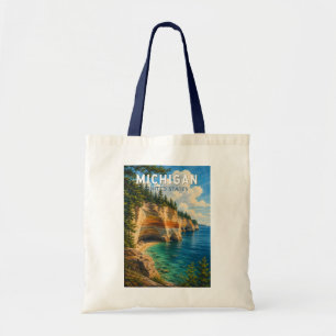 Michigan Illustratie Reis Kunst Vintage Tote Bag