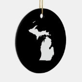 Michigan in het wit en zwart keramisch ornament (Rechts)