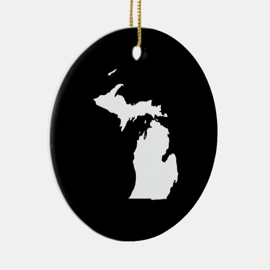 Michigan in het wit en zwart keramisch ornament (Rechts)