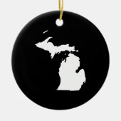Michigan in het wit en zwart keramisch ornament (Voorkant)