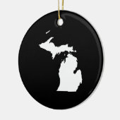 Michigan in het wit en zwart keramisch ornament (Links)