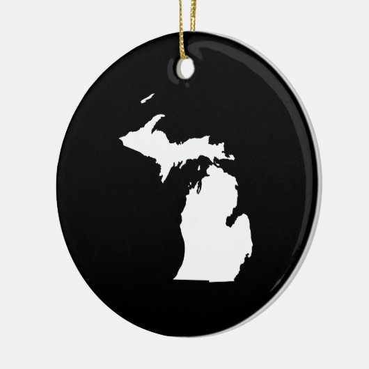 Michigan in het wit en zwart keramisch ornament (Links)