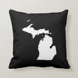 Michigan in het wit en zwart kussen