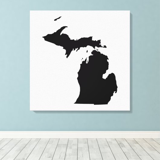 Michigan in het zwart-wit canvas afdruk (Insitu (Houten vloer))