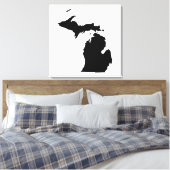 Michigan in het zwart-wit canvas afdruk (Insitu (Slaapkamer))