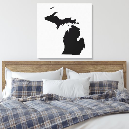 Michigan in het zwart-wit canvas afdruk (Insitu (Slaapkamer))