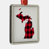 Michigan in Red en Black Buffalo Pset Metalen Ornament (Rechts)