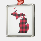Michigan in Red en Black Buffalo Pset Metalen Ornament (Links)
