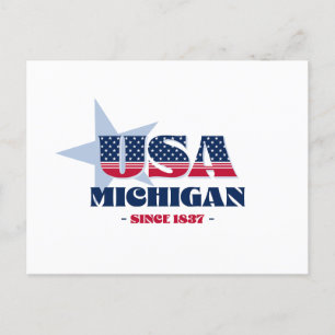 Michigan in rood, wit en blauw Briefkaart