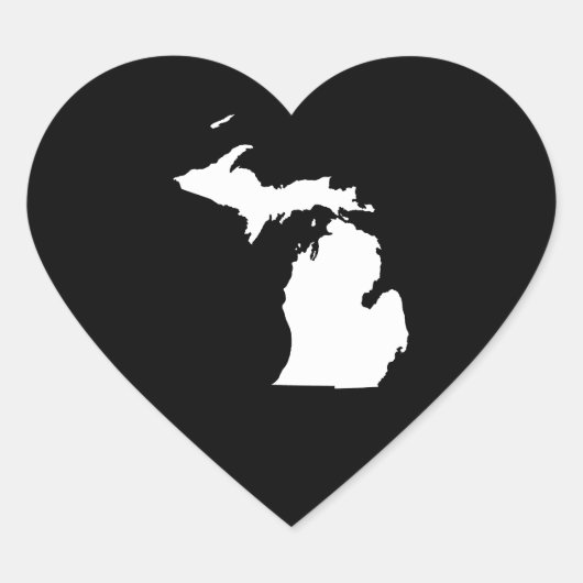 Michigan in wit en zwart hart sticker (Voorkant)