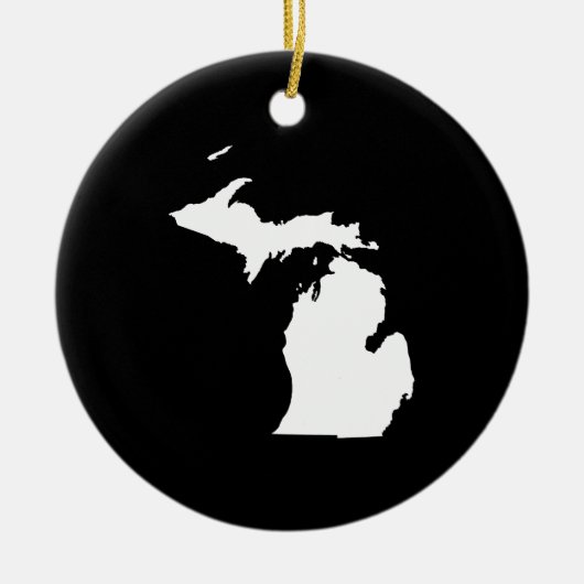 Michigan in wit en zwart keramisch ornament (Voorkant)