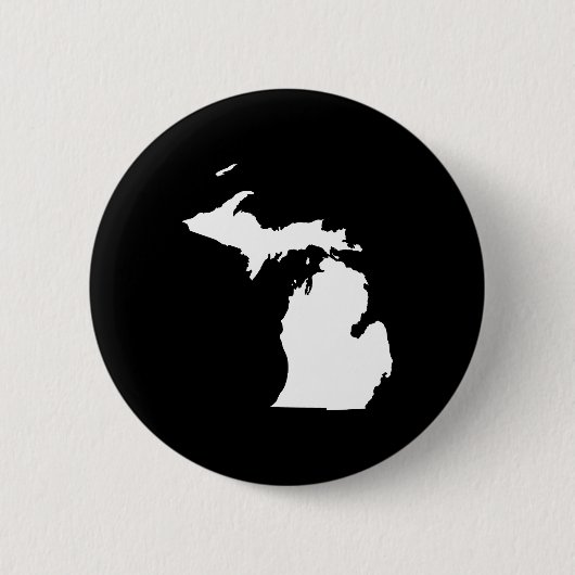 Michigan in wit en zwart ronde button 5,7 cm (Voorkant)