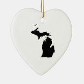 Michigan in zwart en wit keramisch ornament (Rechts)