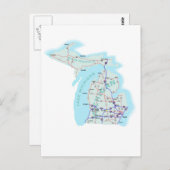 Michigan Interstate Map Briefkaart (Voorkant / Achterkant)